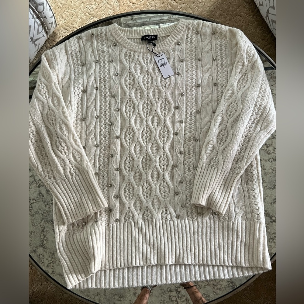 Sweater, cream, diamond details. Brand new with tags. - Picture 1 of 3
